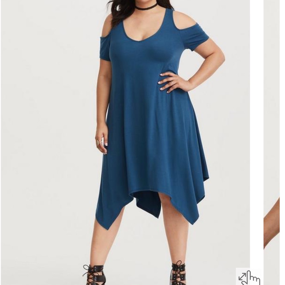 NEW Torrid Midi Jersey Cold Shoulder Dress Plus Size 3 Imperial Blue 3X